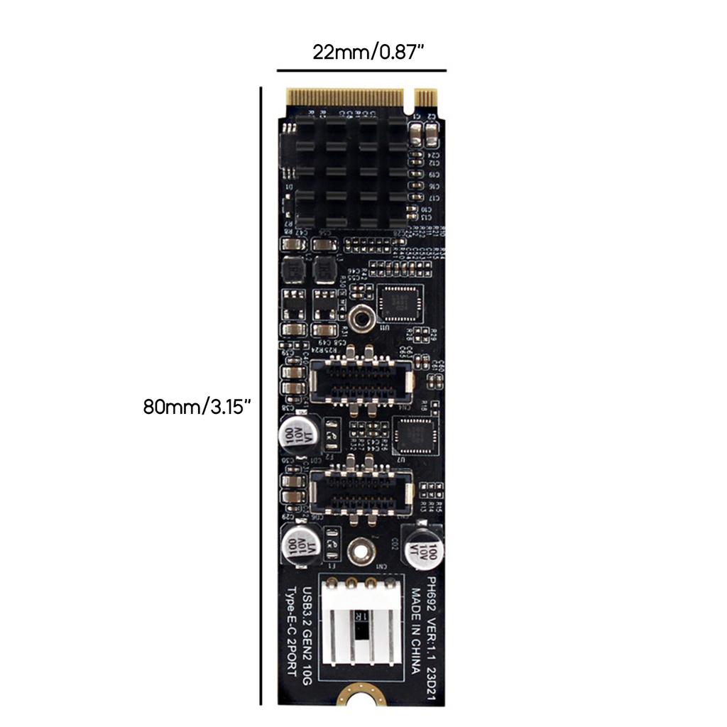 Scheda di espansione M2 M-key NVME PCIE a 2 porte USB3 10G Adattatore chip ad alte prestazioni ASM3142 con dissipatore di calore
