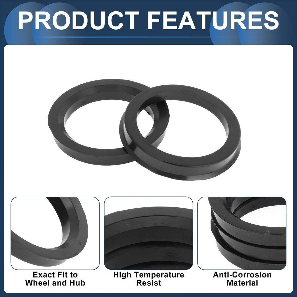 INFINAUTO Wheel Hub Centric Ring OD 72.1mm to ID 57.1mm Wheel Center Shaft Shock Absorption Hub Ring Plastic Black Durable