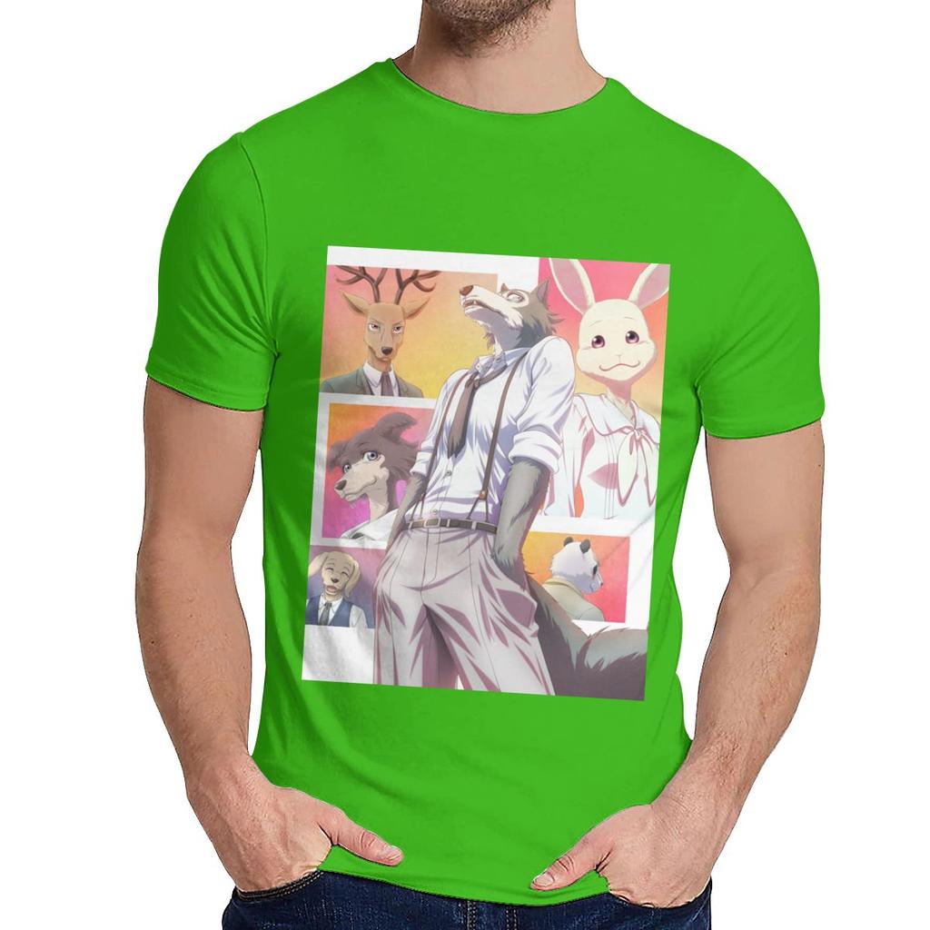 For Man Tee Shirt Beastars Animal Anime Natural Cotton Top Design Round Collar Retro T