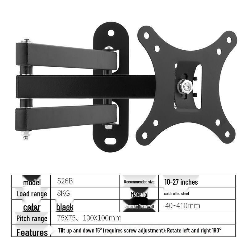 Universal Adjustable LCD Monitor & TV Wall Mount with Retractable, Rotating Arm
