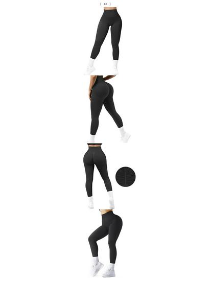 Ribbed High Waist Fitness Yoga Pants - Women's Slimming Tights