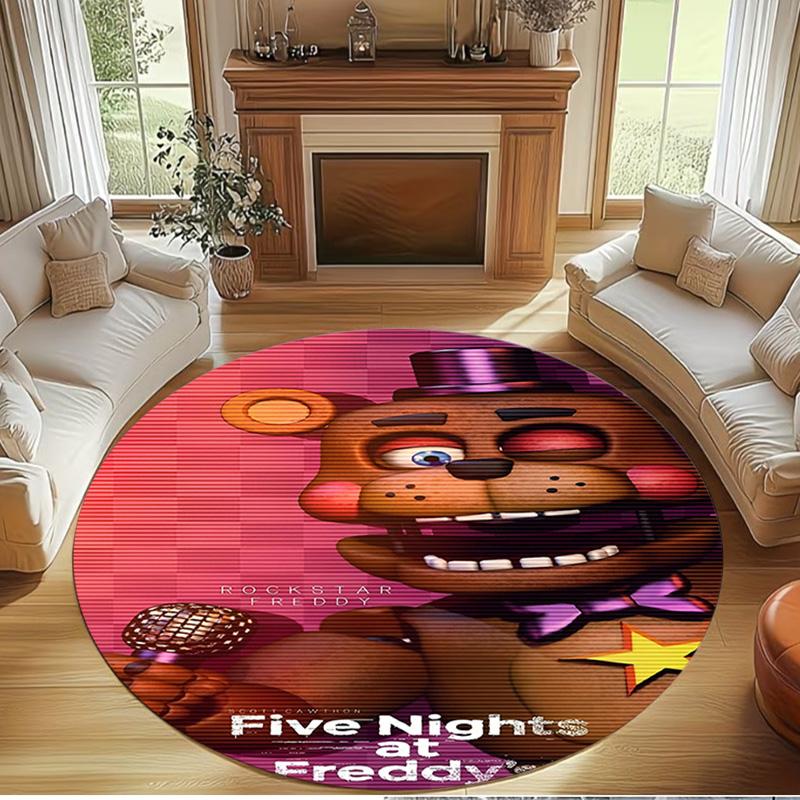 Five Nights at Freddy's Print Round Rug, Washable Floor Carpet, For Entryway Dorm Laundry Room Office Study, Home Decor Birthday Christmas Gift