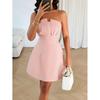 European Summer New Elegant Temperament Sexy Spice Girl Solid Color Pleated Design Tube Top Dress