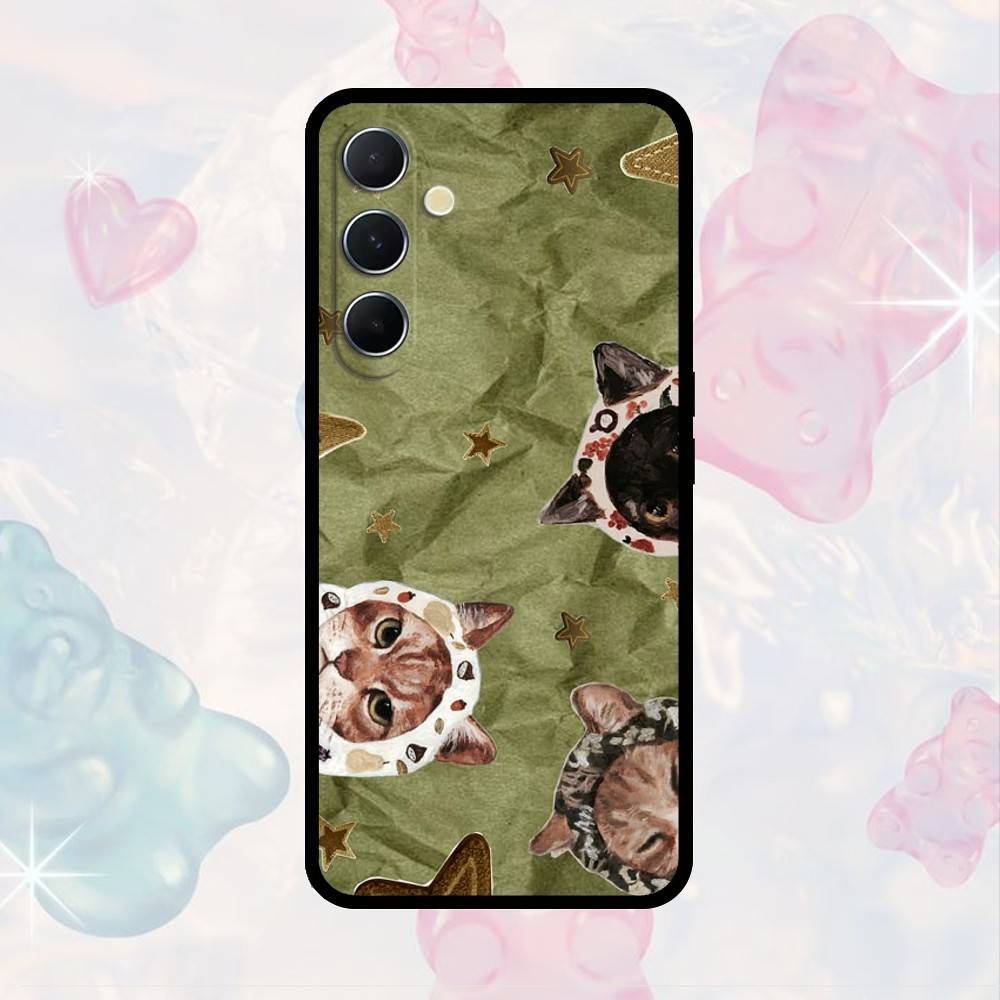 

AAA Whimsical Cats Phone Case For Samsung S25,S24,S21,S22,S23,S30,Ultra,S20,Plus,Fe,Note,10,9,5G Black Cover Samsung S26Plus