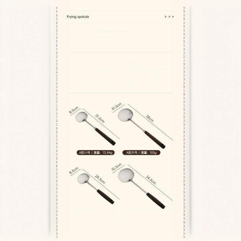 Stainless Steel Cooking Utensil Ergonomic Non-slip Wooden Handle Food Safe Cookware for Home Kitchen Student Dorm Use