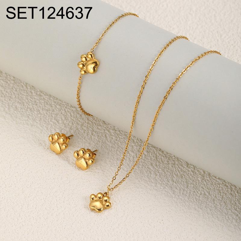 Elegant European Zirconium Titanium Jewelry Set - Necklace, Earrings & Bracelet
