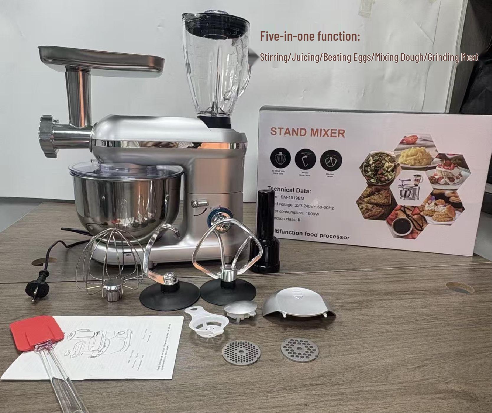 

Багатофункціональний стаціонарний міксер 5,5 л: 5-в-1 Тістоміс і кухонний комбайн, Електричний вінчик для яєць