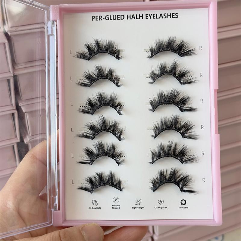 2026 New Private Label Pre Glued False Eyelash Self Adhesive Press on Handmade Lashes Invisible Clear Band Lash