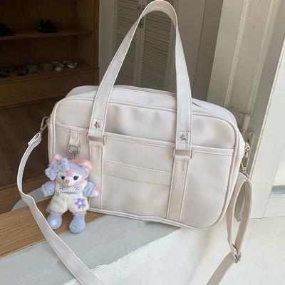 Japanse Student Handtas Handtas Draagbaar PU Eén-schouder Student Klas Pendeltas Effen Kleur Document Rugzak