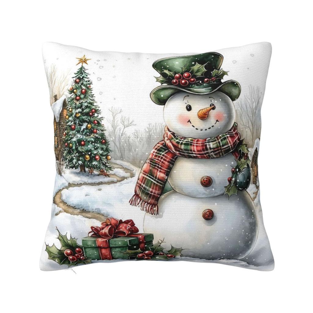 Christmas Snowman Pillow Case Cushion Cover Square Graphic Pillow Cover Kawaii Pillowcases For Sofa Home Decorative