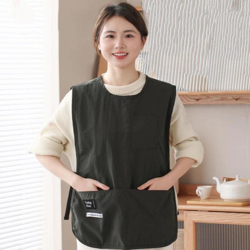 Waterproof Vest Apron Coffee Shop Cooking Aprons Oilproof Bbq Aprons With Big Pocket Kitchen Waiter Workwear Apron