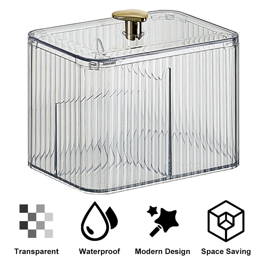 Dust-Proof Makeup Removal Cotton Lipstick Holder Waterproof Clear Bathroom Organizer Portable Cotton Swab Box for Home Storage