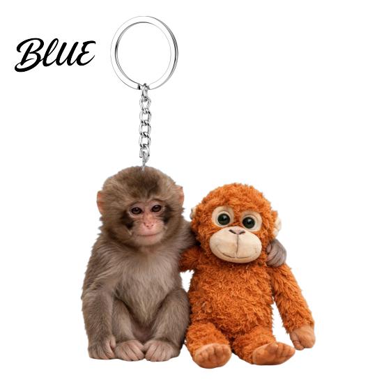 Handmade Monkey Keyring Keychain 2D Acrylic Cute Holding Plush Toy Accessory Hanging Pendant for Backpack Purse Car Keys Aceessory Everyday Use
