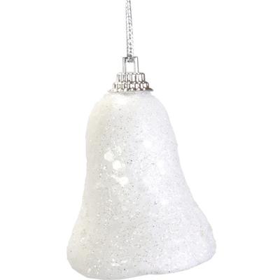 Set of 6 White Iridescent Styrofoam Bells 7 Cm for Hanging
