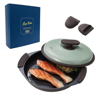 [Official Online Exclusive] [Toffy] Microwave Grill Pan K-MW3 - 6-in-1 Cooking Appliance with Wavy Plate: Grilling, Stir-frying, Steaming, Boiling, Co