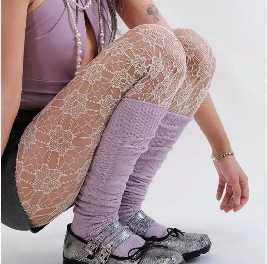 

Ретро Ажурные чулки-сетка с цветочным кружевом Сексуальные леггинсы One Size