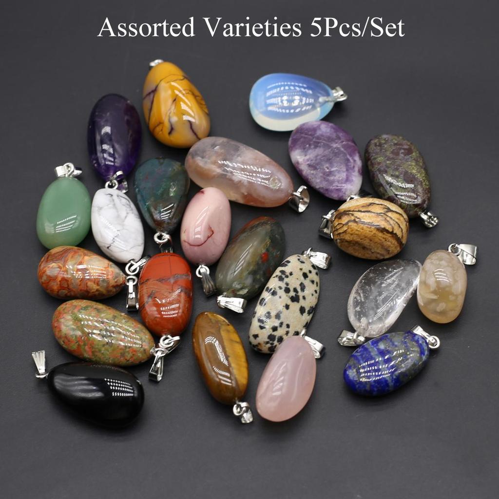 5 st, Böhmisk Reiki Healing Kristallhänge, Unik Energi Natursten Agat Ädelsten Berlocker för DIY Halsband Nyckelringstillbehör Hantverk Gåvor