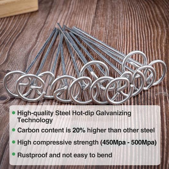 50 Pcs Circle Top Garden Stakes 6 Inch Landscape Fabric Stakes G-shaped Garden Weed Barrier Stakes Pins for Securing Garden Fabric Ground Sheets
