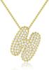 Stainless Steel Bubble Letter Initial Pendant Chunky Women Personality Jewelry Zircon Gold Plated Balloon 26 Letter Necklaces