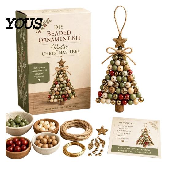 Seasonal Trinket Assembly Kits DIY Christmas Tree Beaded Ornament Kit, 3D Bead Craft Set, Handcrafted Ornaments Making Beginner Friendly with