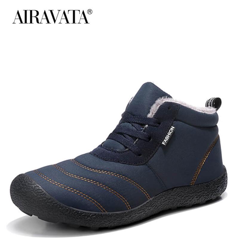 Men's Winter Shoes Fashion Solid Color Snow Boots Plush Warm Ski Boots