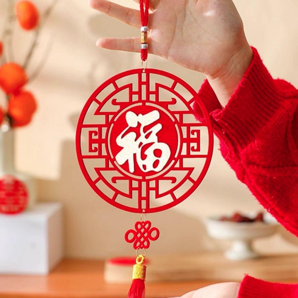 Hollow New Year Blessing Hanging Ornament with Tassel Chinese Knot Pendant  Office