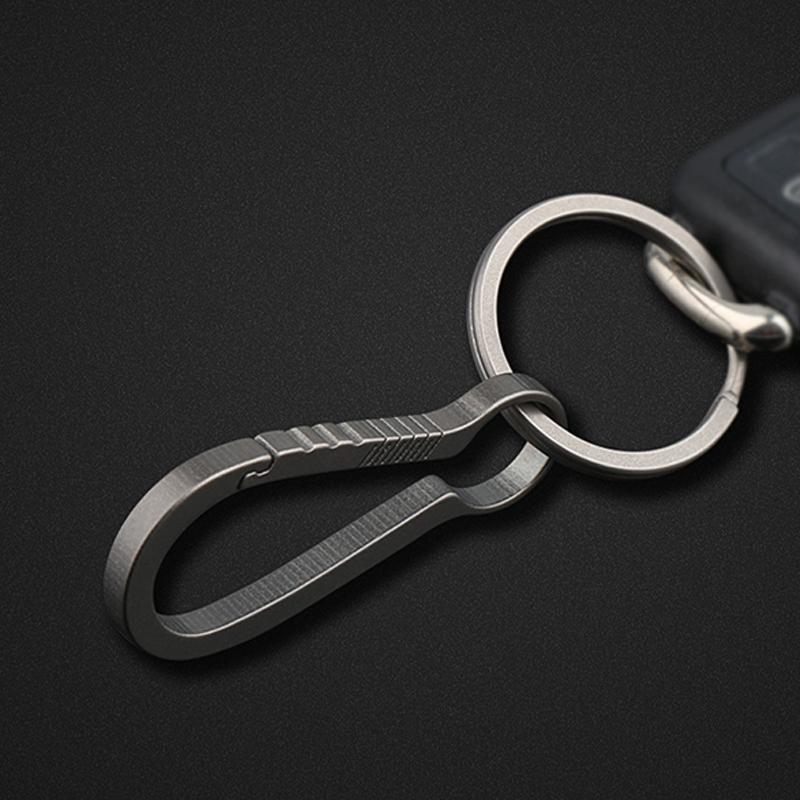 Titanium EDC Outdoor Tool Titanium Alloy Keychain Tiranium Buckle Key Ring  for Camping Hiking Fishing Travel Outdoor