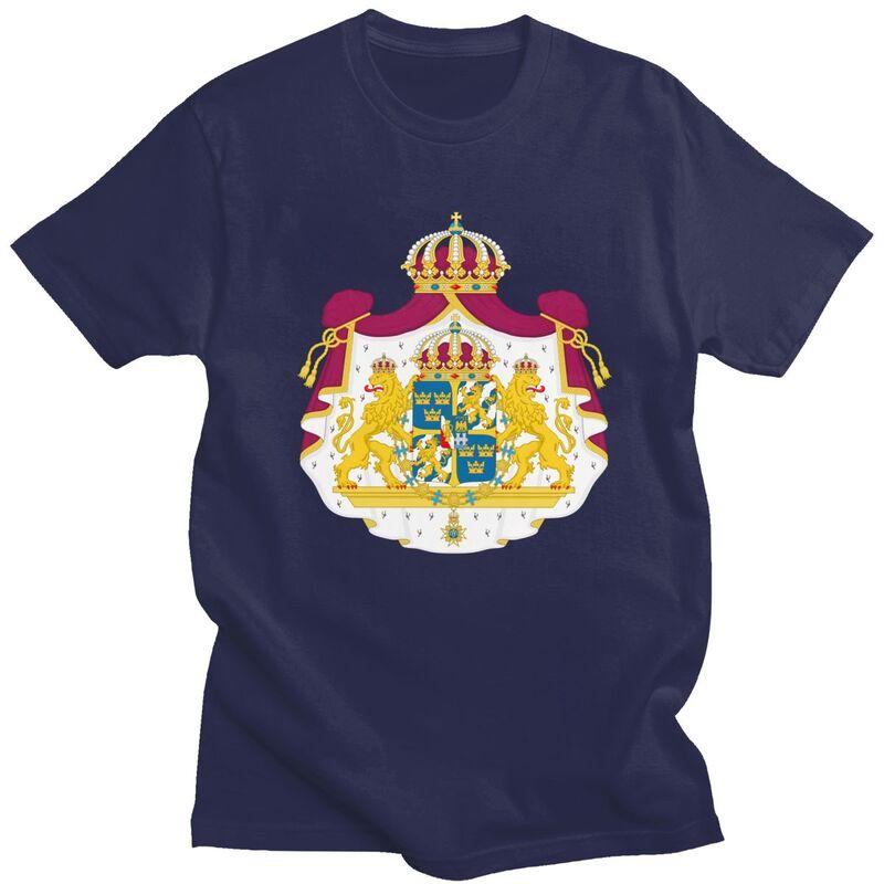 Custom Coat Of Arms Of Sweden Flag T Shirts for Men 100 Cotton Tee Tops Tshirts Fashion Tshirt Clothing