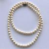 Used Akoya Pearl Pearl Long Necklace 2 Strands of Pearls Semi-Baroque 8.3mm Total Length 79cm Silver Engraved Pearl Necklace