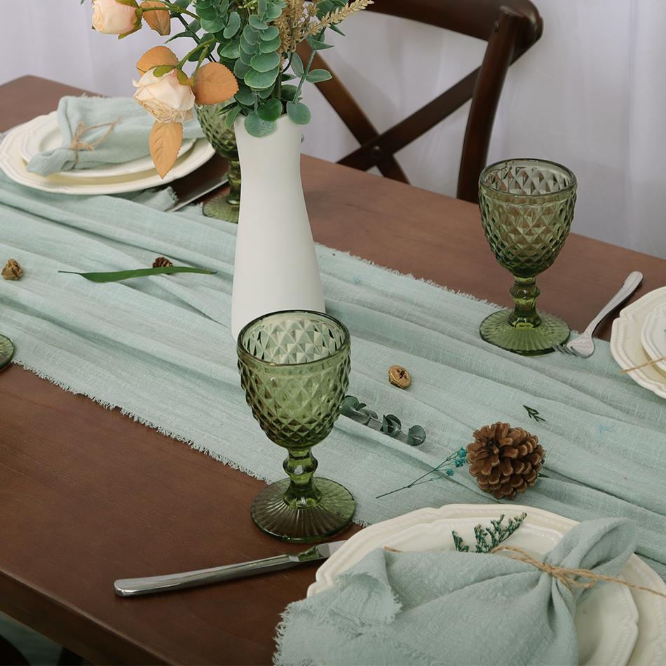 Hochzeitsdekoration Tischläufer, Natürliches Rohkanten-Design, Teetisch Stuhl Dekoration, Perfekt für Hochzeit Geburtstag Party Feiertag