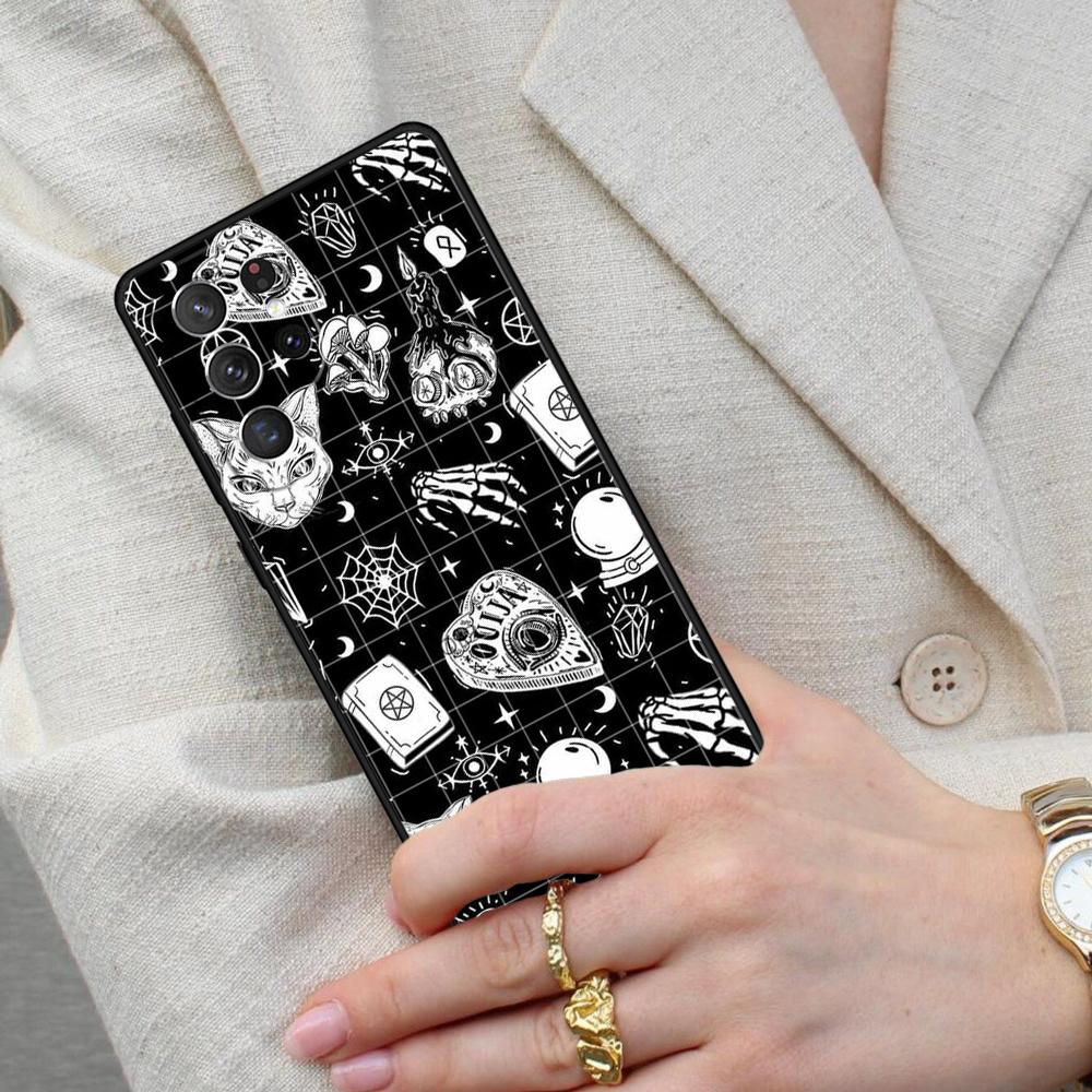 Girly Pastel Witch Goth Pattern SOFT Cell Phone Case for Samsung Galaxy S26 Ultra S25 S24 S23 S22 S21 S20 Note10 Cover
