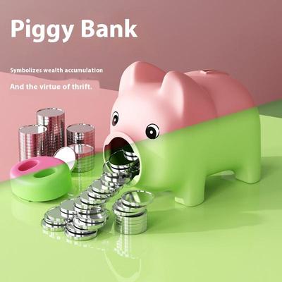 1Pc Creative Cartoon Transparent Piggy Bank - Multi-Color Plastic Money Saving Toy, Kids Children's Gift & Home Decor