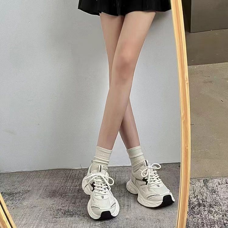 Women's Shoes Autumn New Ins Fashionable Platform Silver Dad Shoes Women's Summer Lightweight Sneaker Casual Running Shoes