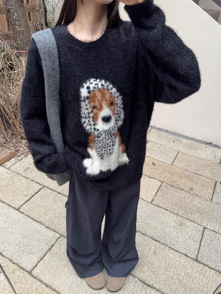 Cozy Korean-Style Round Neck Knit Sweater - Soft, Chewy, and Relaxed Long-Sleeve for Autumn/Winter