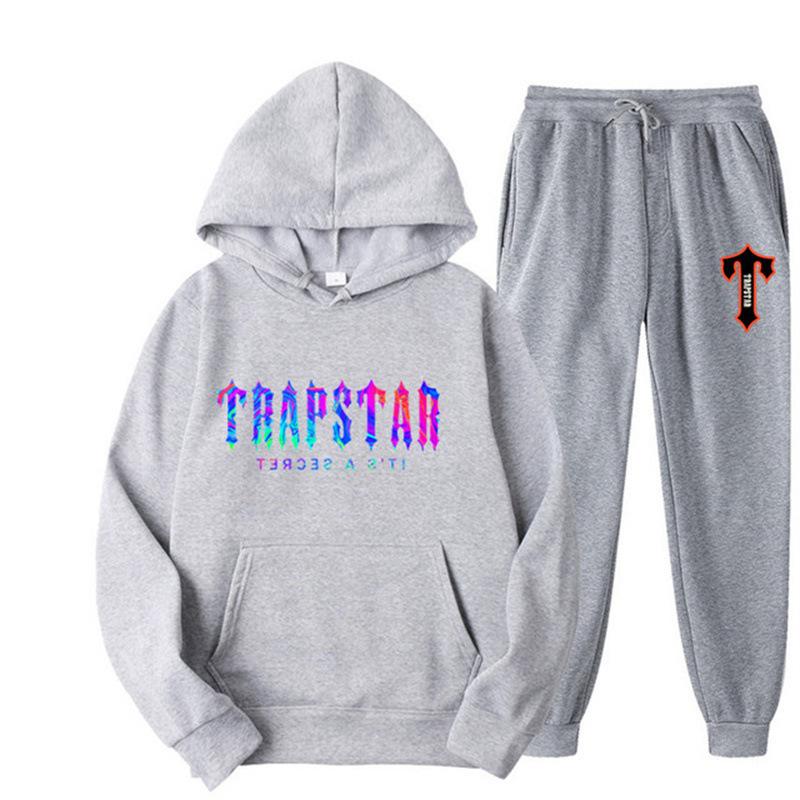 2023 New Letter Printing Men's and Women's Multi-color Warm Two-piece Set Loose Hoodie + Pants Jogging Set