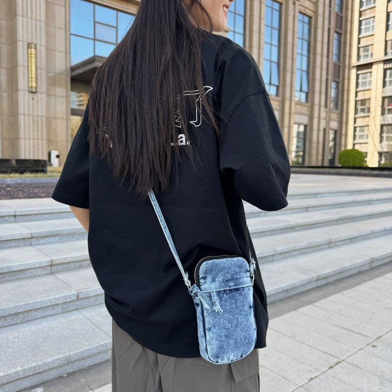 Denim Tas Dames Crossbody Tas Mobiele Telefoontasje Kleine Vierkante Tas Schoudertas