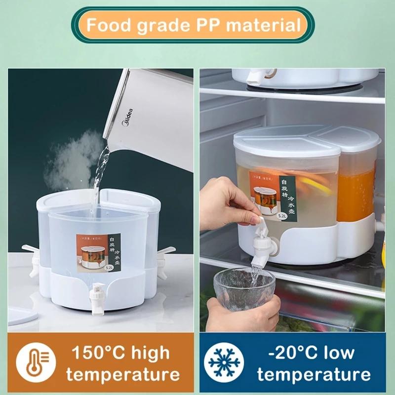 Cană de apă rece de 5200 ml, ceainic de fructe, fierbător, găleată de apă rece, bucătărie, fierbător, oală, ceainic, se poate roti cu robinet