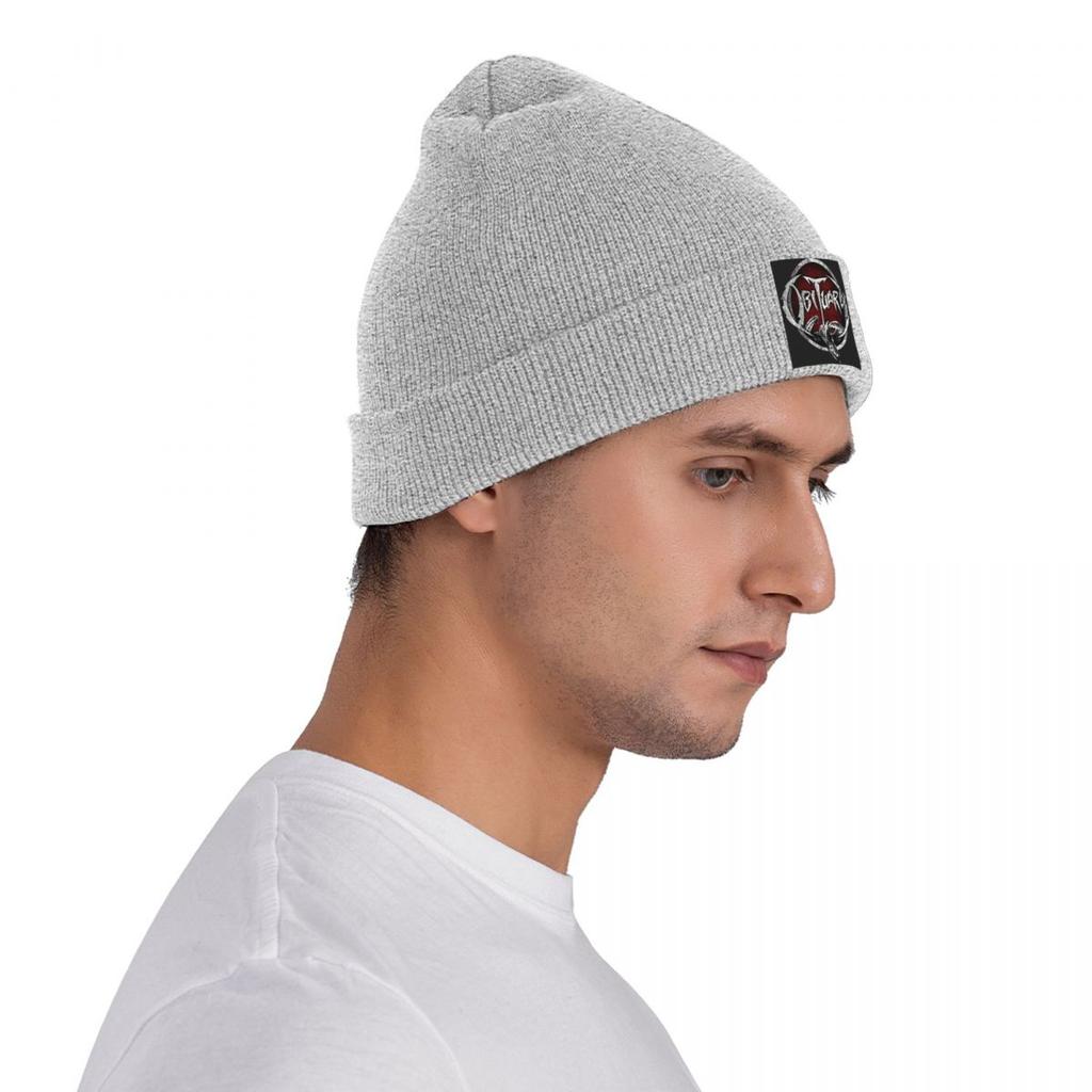 Obituary Band Logo Death Metal Trucker Warm Knitted Cap HipHop Bonnet Hat Autumn Winter Outdoor Beanies Hats for Men Women Adult