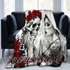 1PC Custom Name Day Dead Romance flannel blanket versatile,all-season throw suitable for the living room,bedroom,camping,travel,and gift