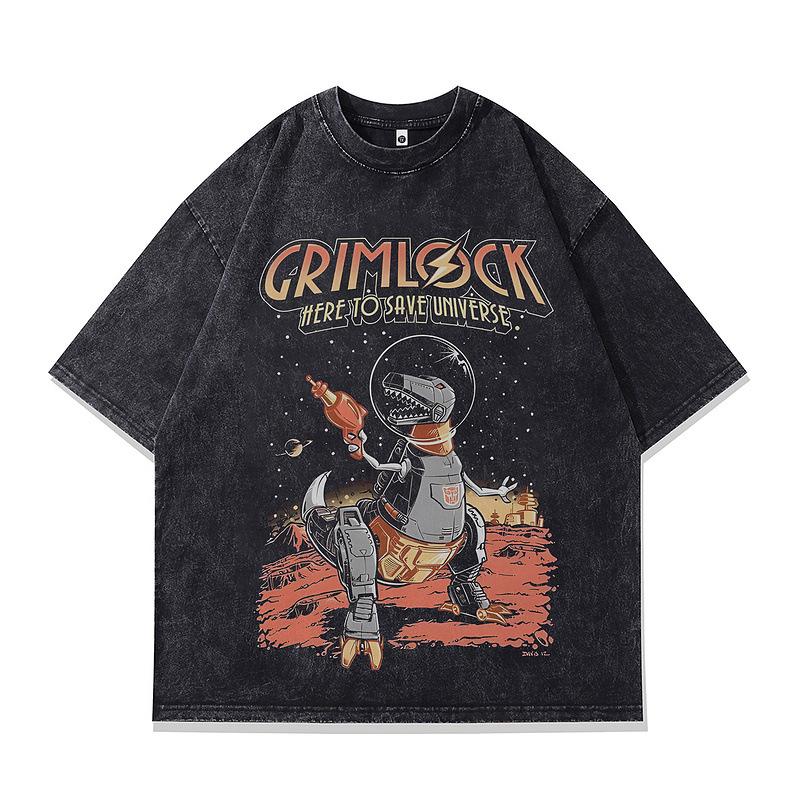 Amerikanisches Vintage Retro Halbarm-T-Shirt Herren Übergröße Gewaschen Alt Rundhals Kurzarm-T-Shirt Herren