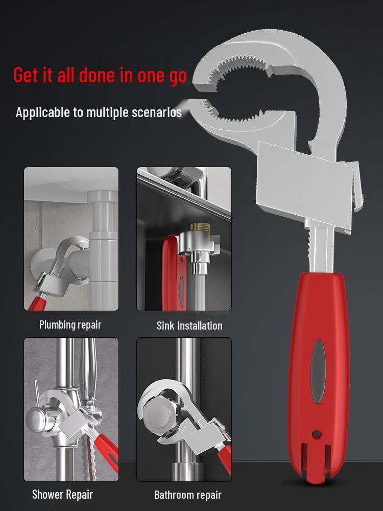 Universal Multifunctional Large-Opening Bathroom Wrench for Drains, Faucets & Sinks
