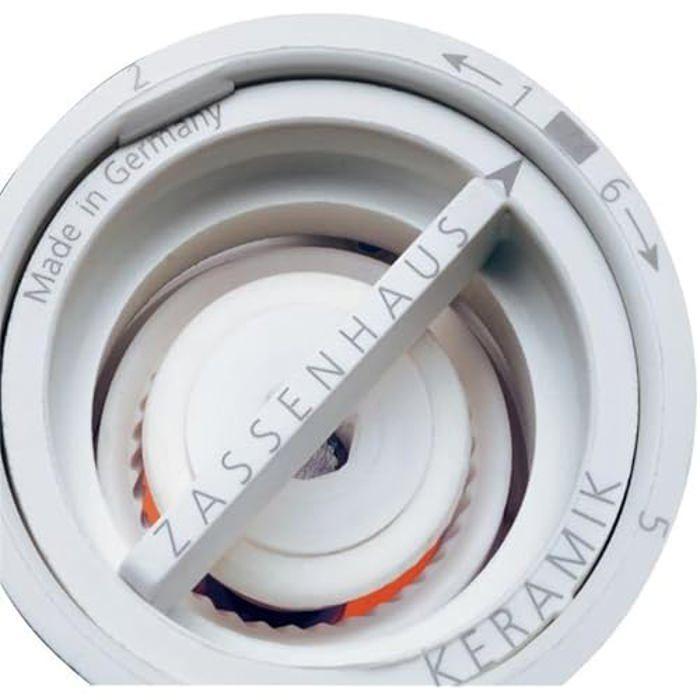 Moulin à sel - ZASSENHAUS - 35292 - Acier Inoxydable - Réglable 6 positions - 14 cm