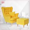 Gaja Wing Chair with Footrest Scandinavian Family Meble Yellow + Pouf