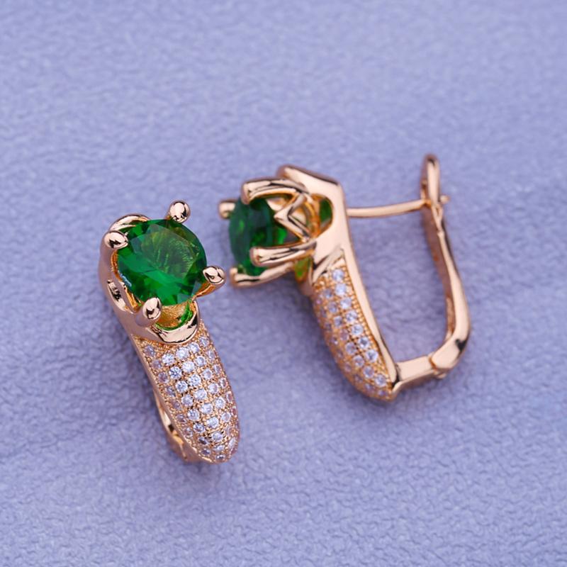Orecchini a clip MINTHA Trendy color oro rosa Matrimonio Gioielli di moda quotidiana Orecchini con zirconi cubici verdi per donne Orecchini da sposa