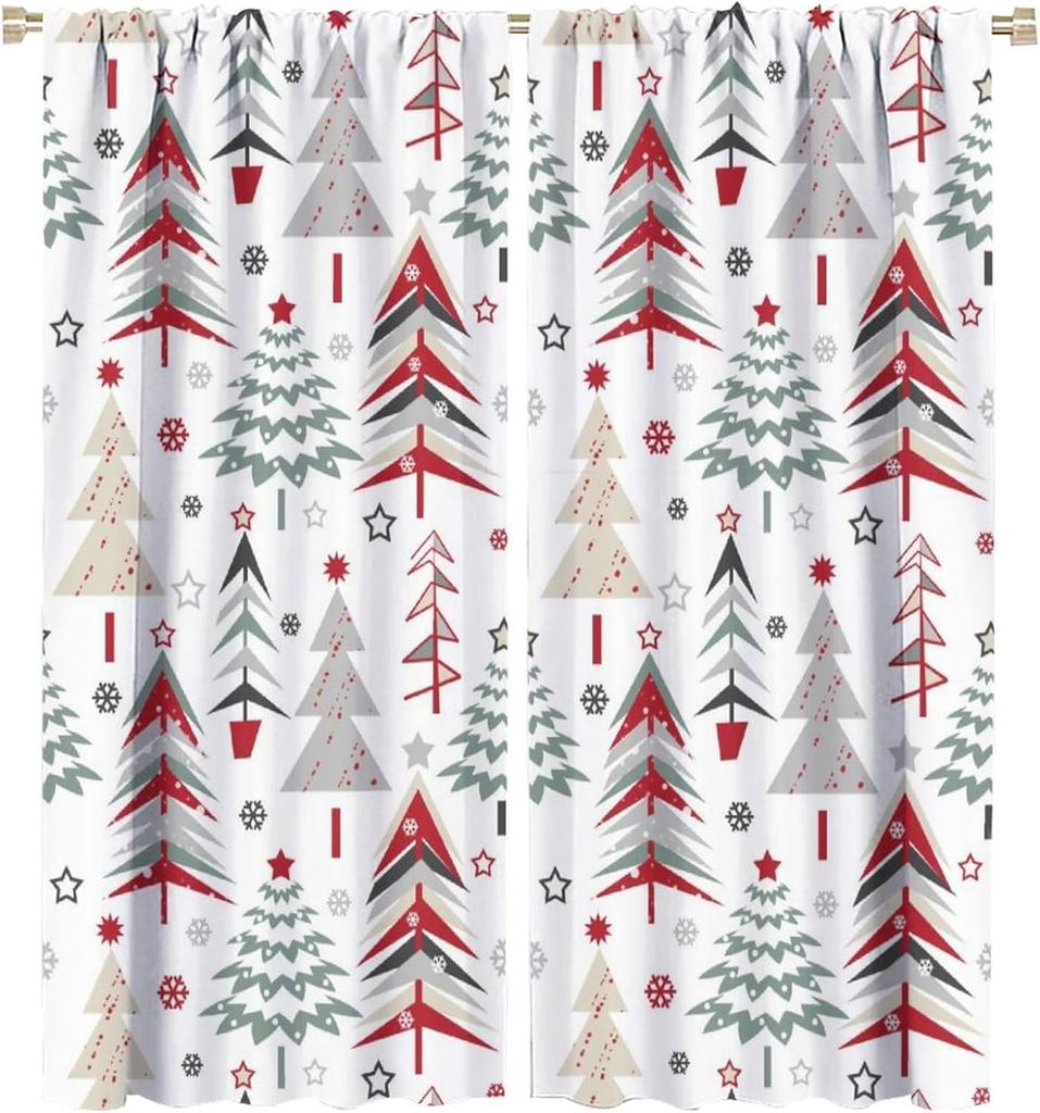 Kids Christmas Nutcracker Curtain Soldier Model Merry Xmas Window Treatments For Bedroom Living Room Snowflakes Winter Reddrapes