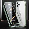 Metal Frame Double Sided Glass Magnetic Phone Case For iPhone16 15 14 13 12 Pro Max X XS 8 7 14 Plus 13 12Mini Camera Lens Cover