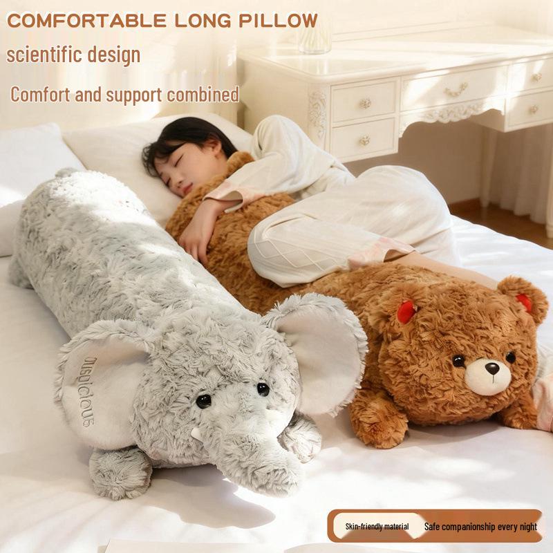 Cute Bear Long Pillow - Plush Panda Sleeping Companion for Girls