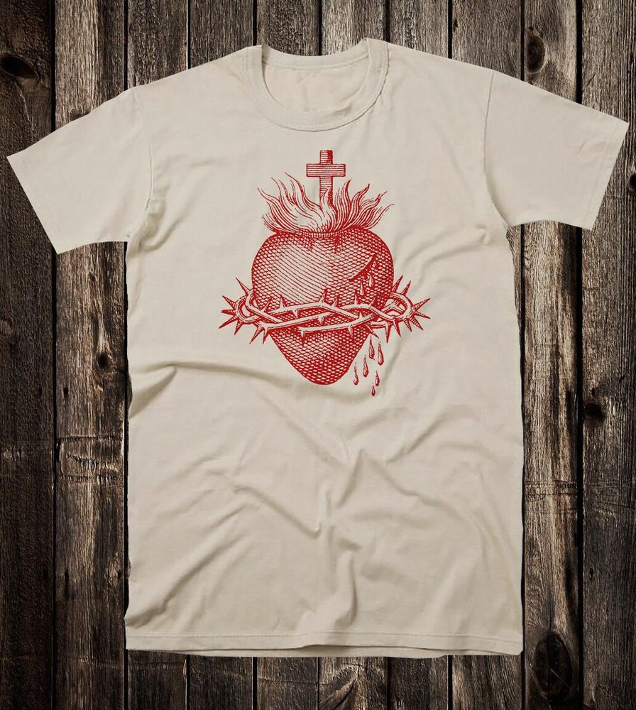 Готическая футболка в винтажном стиле, Викторианская, Католическая, Тату, Иисус, Святое Сердце, Унисекс Футболка M