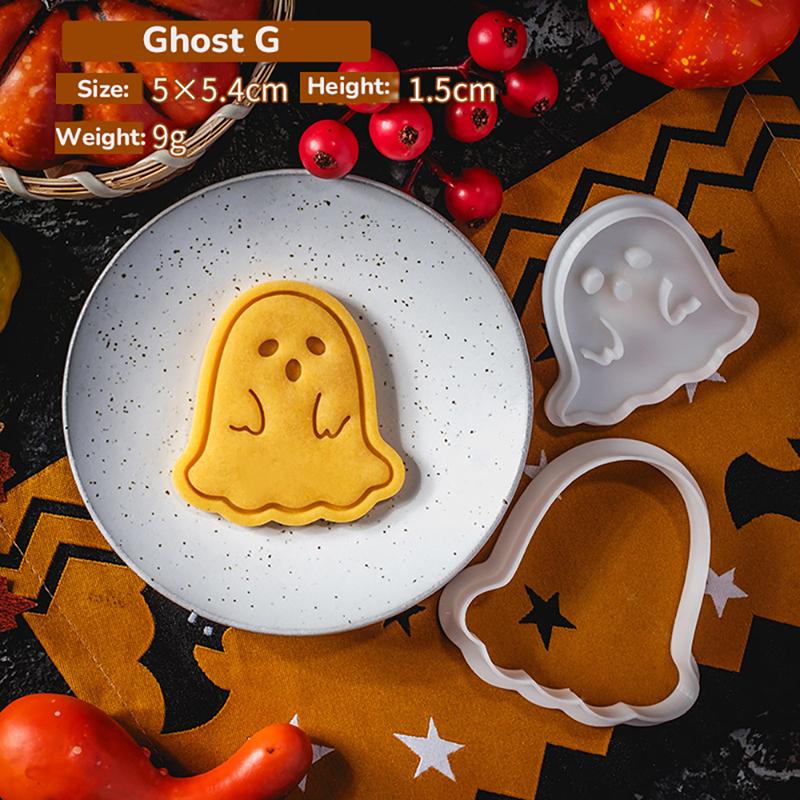 Halloween Themed Cookie Cutter 3D Plastic Adorable Ghost Biscuit Mold Fondant Stamp DIY Cake Decoration Baking Mould