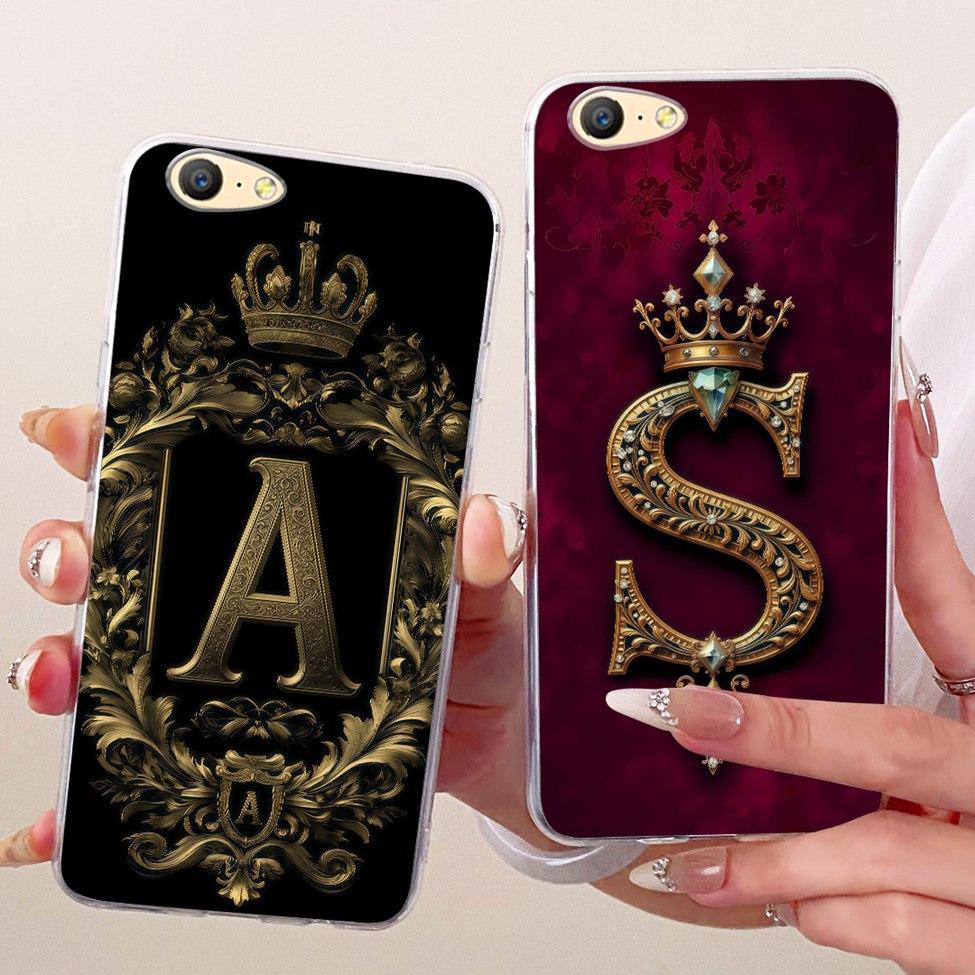 Transparent For Oppo CPH1701 Cover For Oppo A57 2016 Case Luxury Crown Fashion A-Z Letters 2D Flat Pattern Soft Phone Case